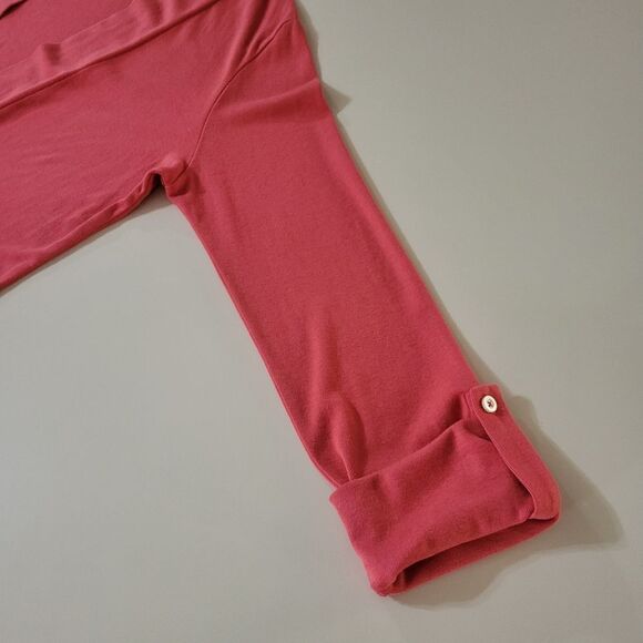 Lands' End Women's Coral Orange Long Sleeve Knit Open Front Cardigan - Picture 8 of 12